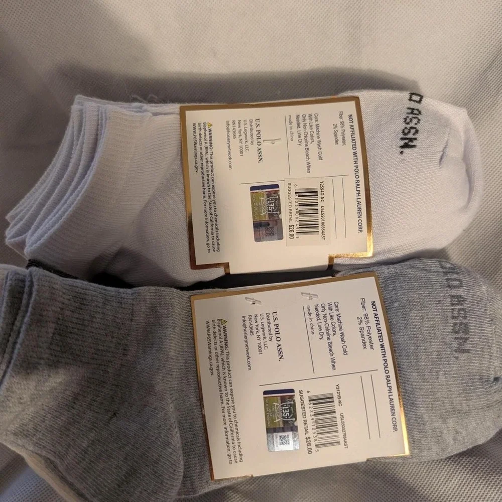 U.S. Polo Assn Men Women 20 Pairs Socks Quarter Crew Low Cut Shoe Size 4-10